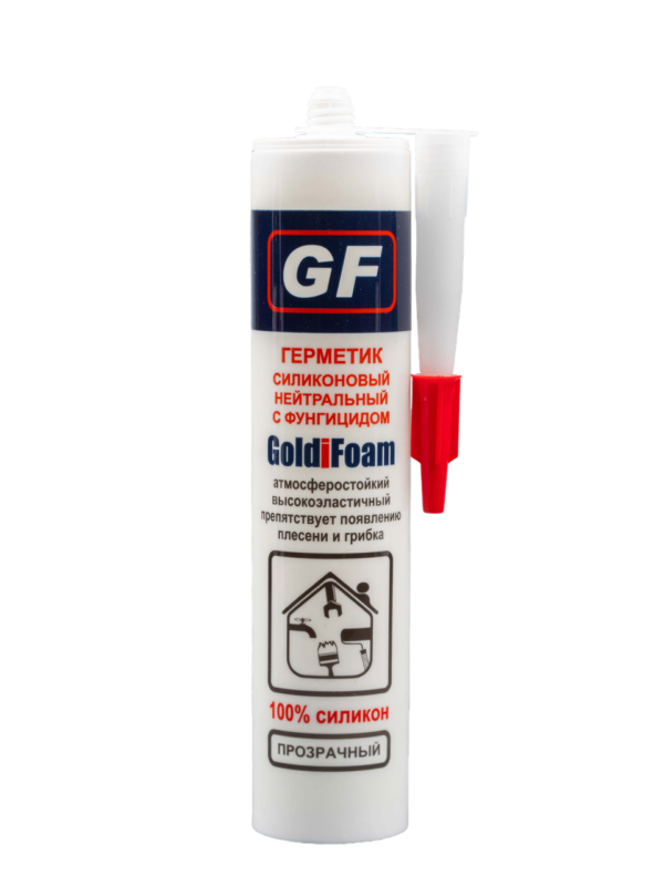 Нейтральный силиконовый герметик с фунгицидом GoldiFoam прозрачный